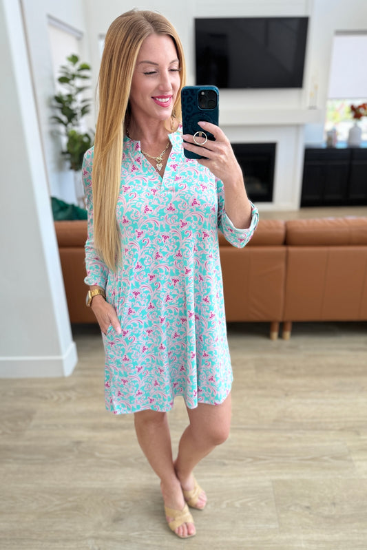 Lizzy Dress in Mint and Magenta