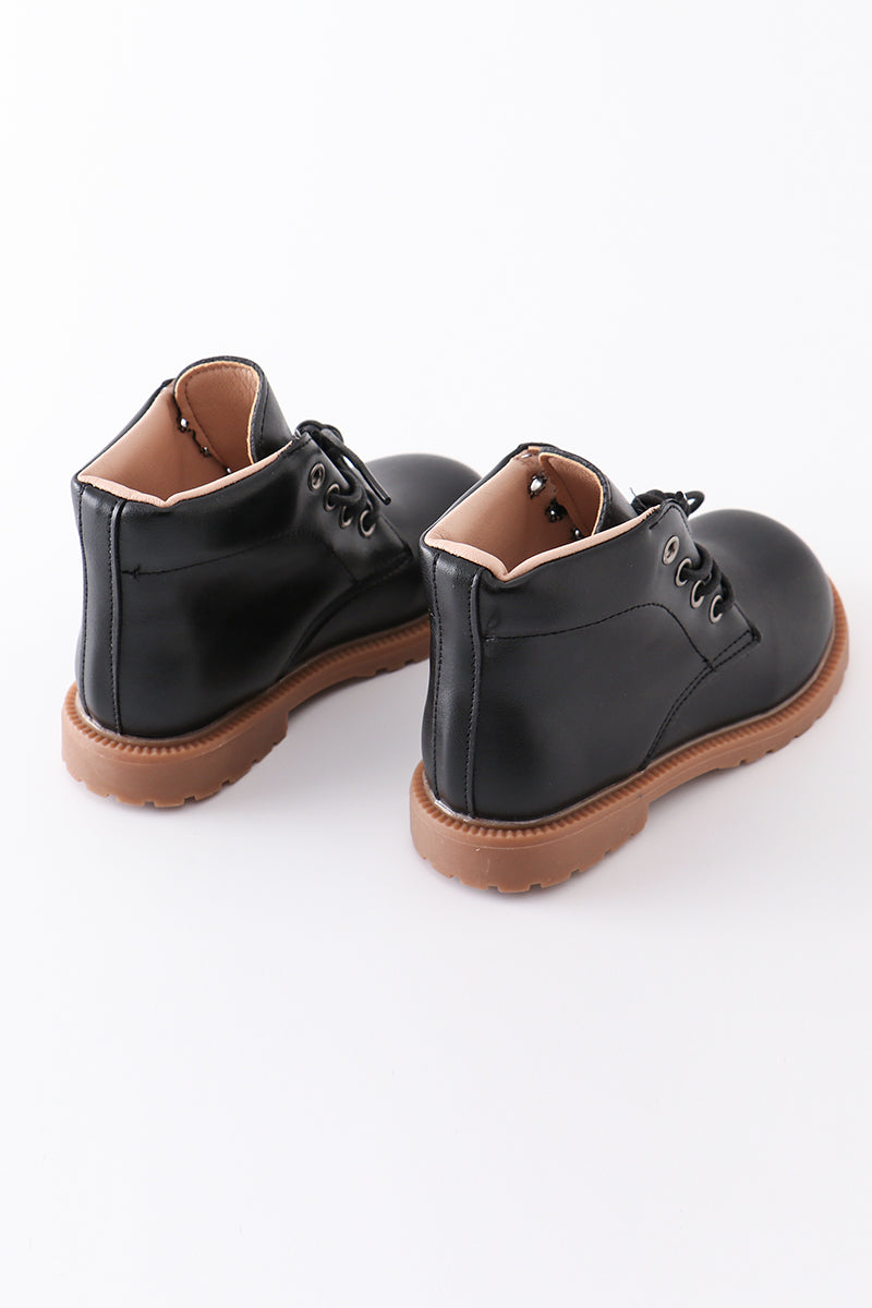 Lace Up Booties For Boys In Black - Essential Southern Charm