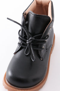 Lace Up Booties For Boys In Black - Essential Southern Charm