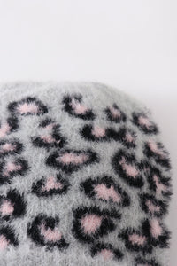 Grey Leopard Beanie Hat Toddler Adult - Essential Southern Charm