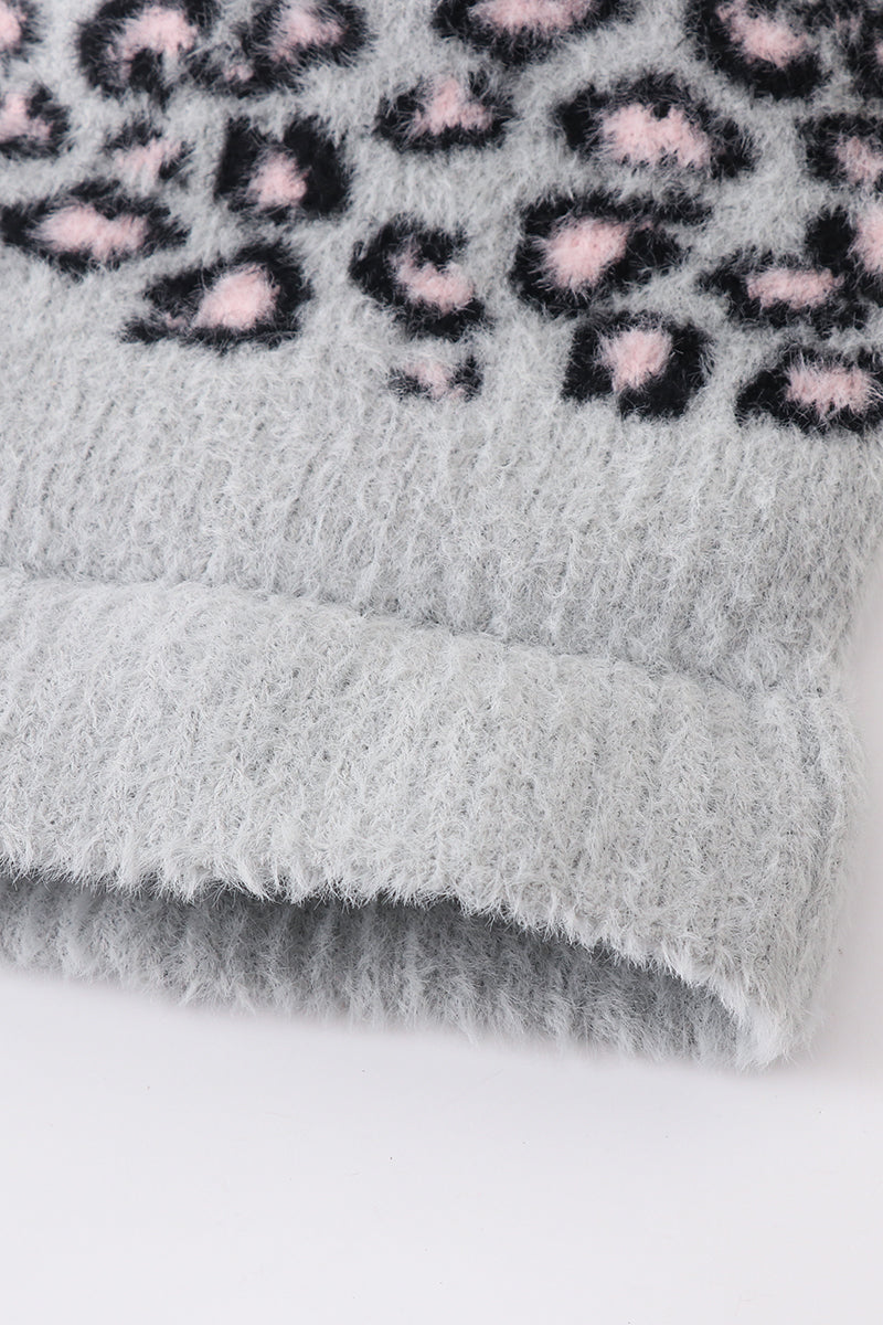 Grey Leopard Beanie Hat Toddler Adult - Essential Southern Charm