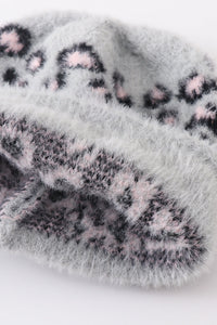 Grey Leopard Beanie Hat Toddler Adult - Essential Southern Charm