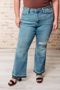Isla Mid Rise Distressed Released Hem Bootcut Jeans - Essential Southern Charm