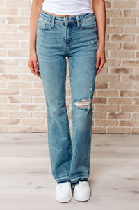 Isla Mid Rise Distressed Released Hem Bootcut Jeans - Essential Southern Charm
