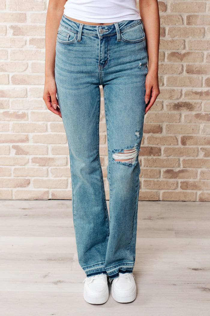 Isla Mid Rise Distressed Released Hem Bootcut Jeans - Essential Southern Charm
