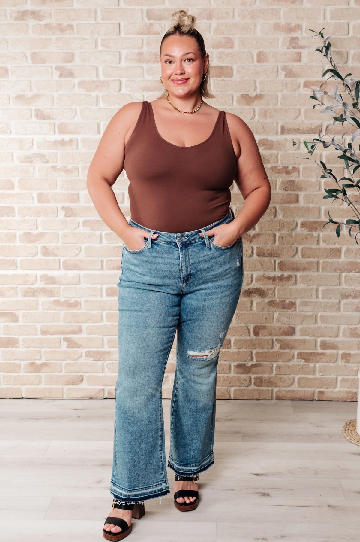 Isla Mid Rise Distressed Released Hem Bootcut Jeans - Essential Southern Charm