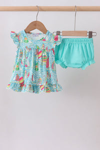 Sailboat print ruffle bloomer set