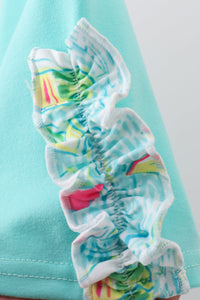 Sailboat print ruffle shorts set