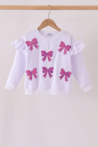 White bow sequin mom&me sweatshirt