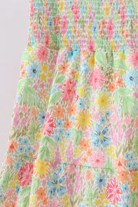Pink floral smocked tiered dress - Essential Southern Charm