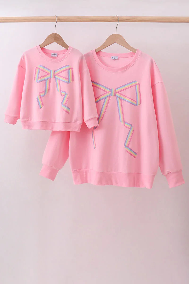 Pink hand-sewn bow mom&me sweatshirt - Essential Southern Charm