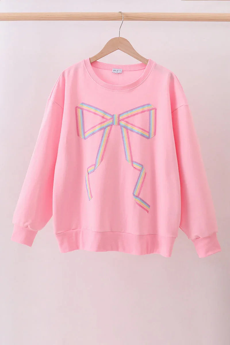Pink hand-sewn bow mom&me sweatshirt - Essential Southern Charm