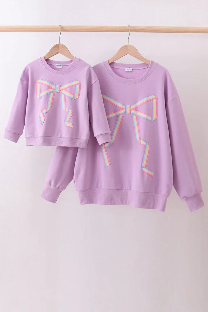 Purple hand-sewn bow mom&me sweatshirt - Essential Southern Charm