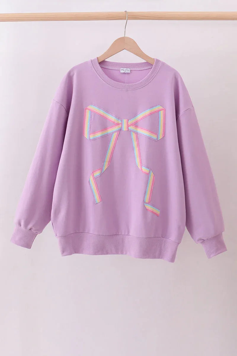 Purple hand-sewn bow mom&me sweatshirt - Essential Southern Charm