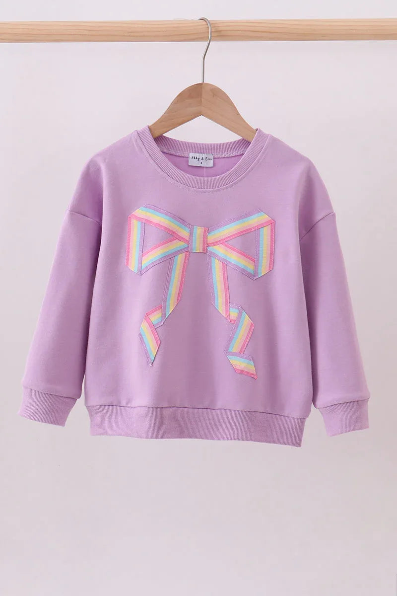 Purple hand-sewn bow mom&me sweatshirt - Essential Southern Charm