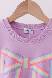 Purple hand-sewn bow mom&me sweatshirt