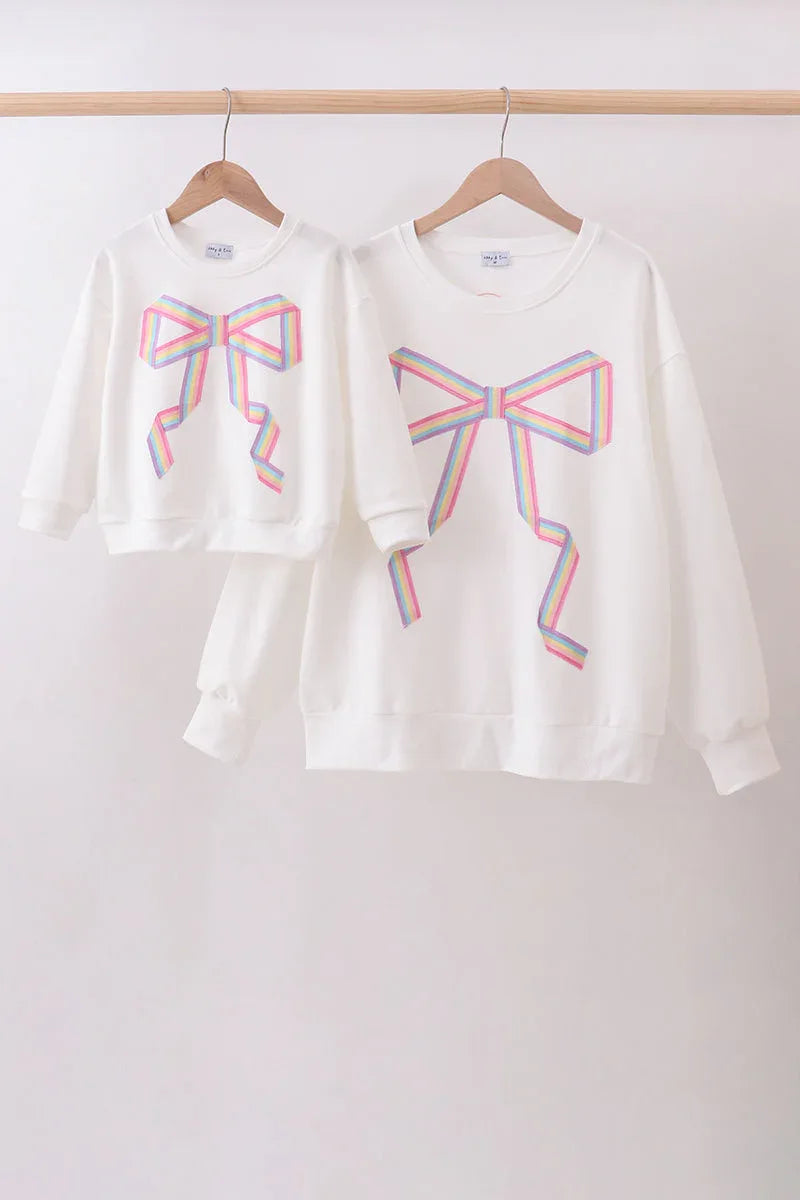 Cream Patriotic hand-sewn bow mom&me sweatshirt - Essential Southern Charm