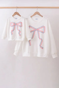 Cream Patriotic hand-sewn bow mom&me sweatshirt - Essential Southern Charm