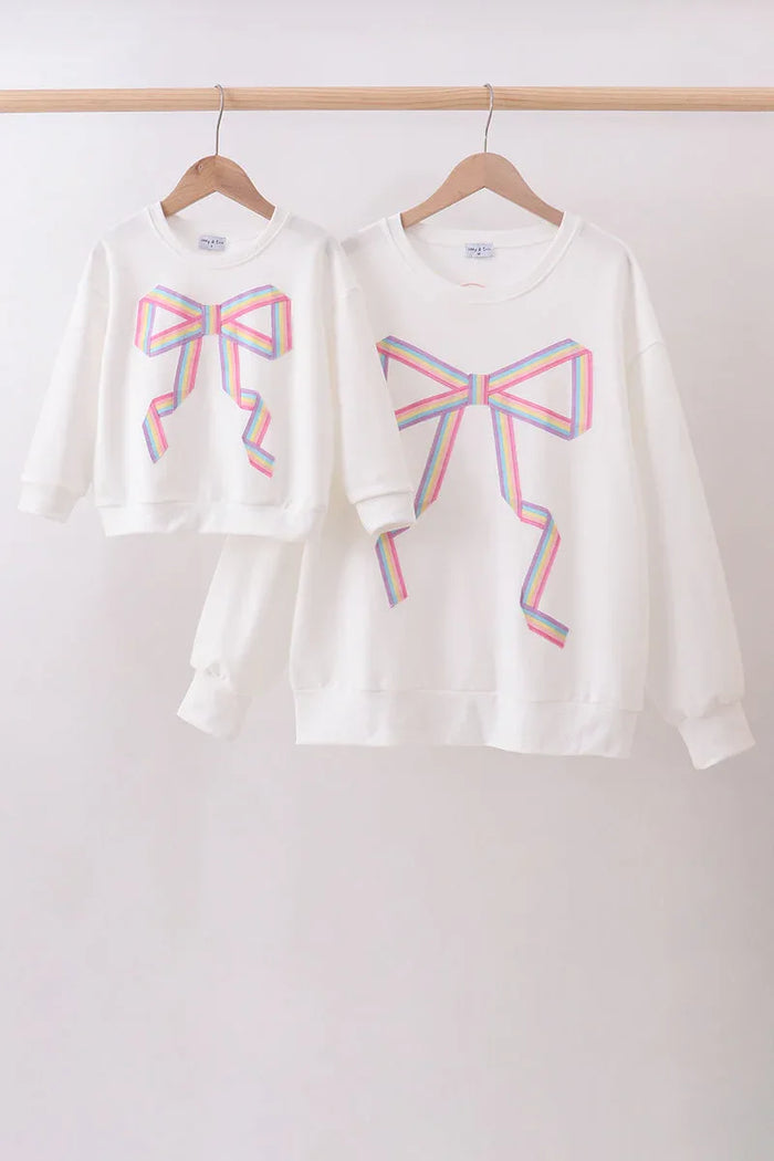 Cream Patriotic hand-sewn bow mom&me sweatshirt - Essential Southern Charm