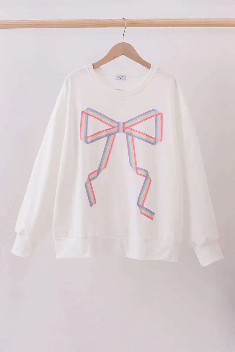 Cream Patriotic hand-sewn bow mom&me sweatshirt - Essential Southern Charm
