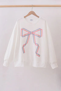 Cream Patriotic hand-sewn bow mom&me sweatshirt - Essential Southern Charm