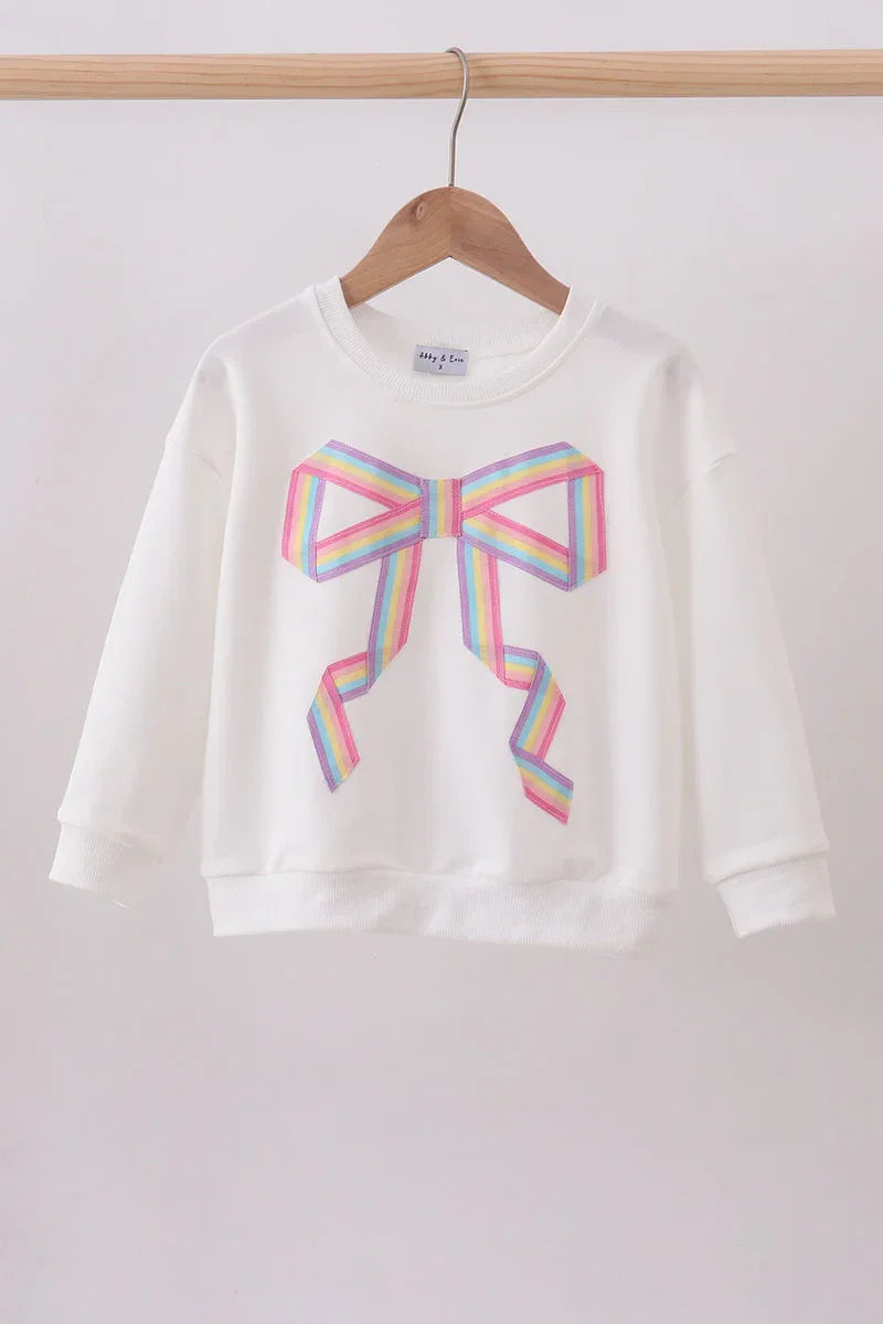Cream Patriotic hand-sewn bow mom&me sweatshirt - Essential Southern Charm