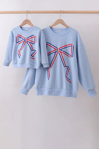 Blue Patriotic hand-sewn bow mom&me sweatshirt - Essential Southern Charm
