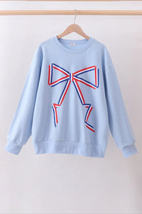 Blue Patriotic hand-sewn bow mom&me sweatshirt - Essential Southern Charm