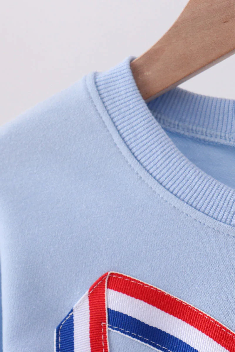 Blue Patriotic hand-sewn bow mom&me sweatshirt - Essential Southern Charm