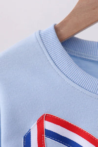 Blue Patriotic hand-sewn bow mom&me sweatshirt - Essential Southern Charm
