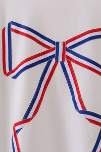 Cream Patriotic hand-sewn bow mom&me sweatshirt - Essential Southern Charm