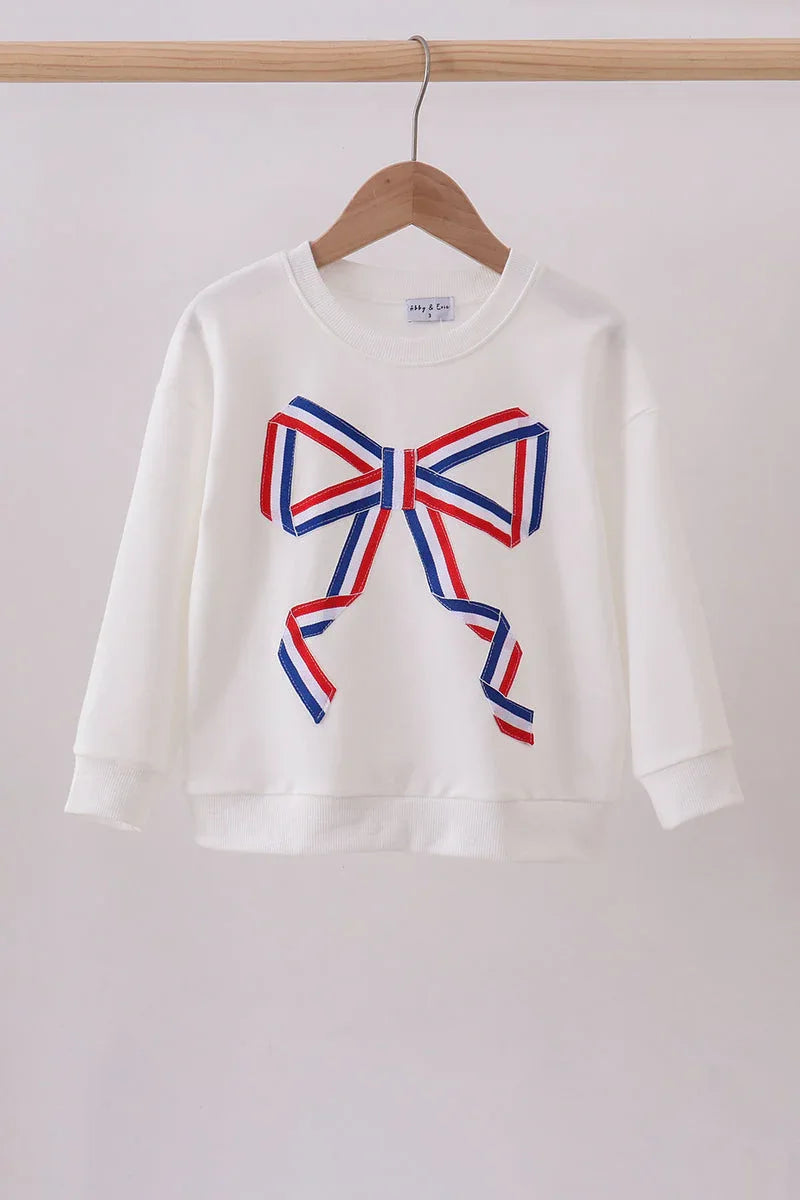 Cream Patriotic hand-sewn bow mom&me sweatshirt - Essential Southern Charm