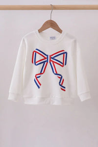 Cream Patriotic hand-sewn bow mom&me sweatshirt - Essential Southern Charm
