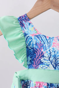 Marine creature print ruffle bloomer set