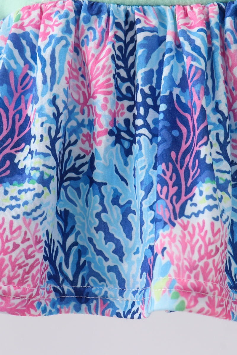 Marine creature print ruffle bloomer set