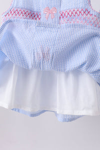 Seersucker bow smocked bloomer set