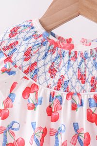 Cherry smocked bloomer set