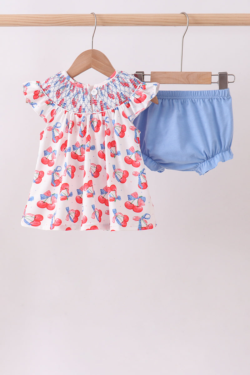 Cherry smocked bloomer set