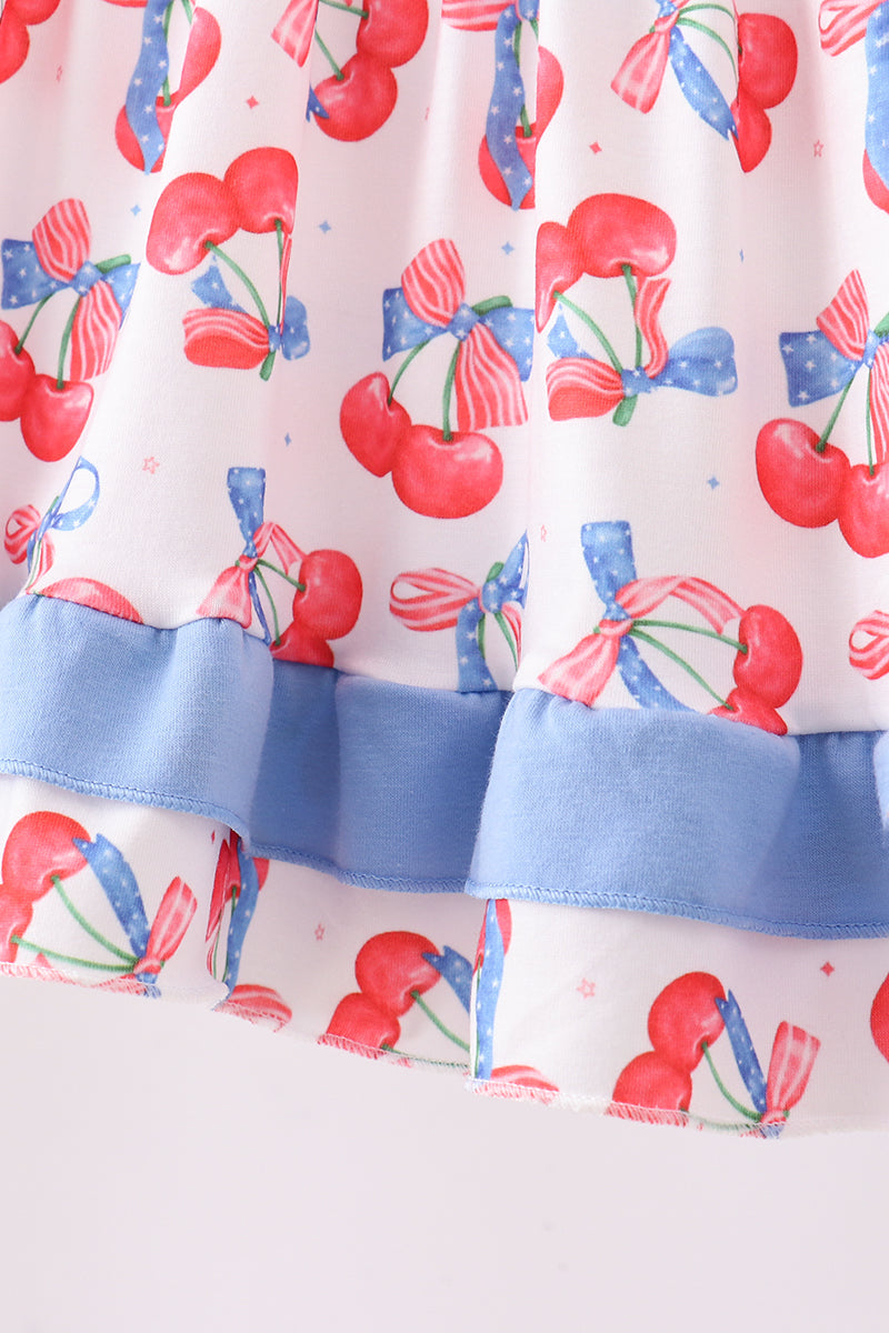 Cherry smocked ruffle shorts set