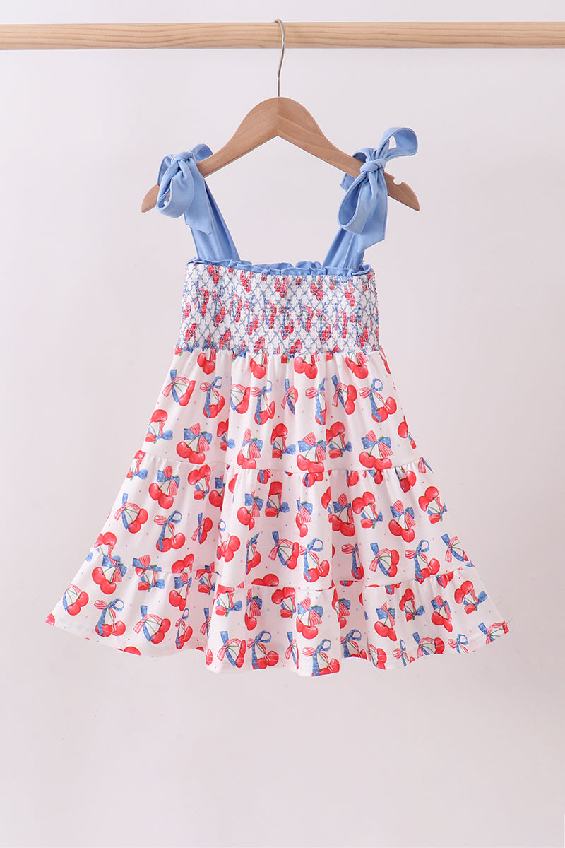 Cherry smocked tiered mom&me dress