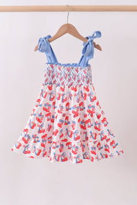 Cherry smocked tiered mom&me dress