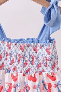 Cherry smocked tiered mom&me dress