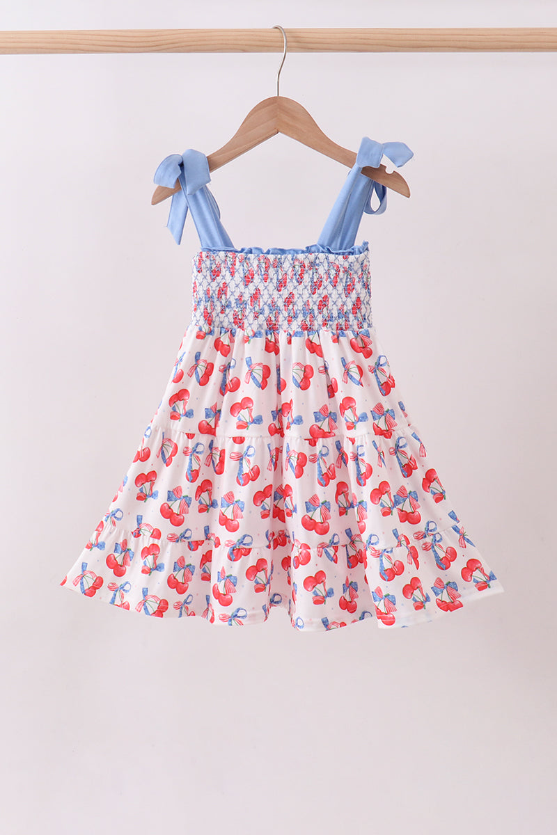Cherry smocked tiered mom&me dress