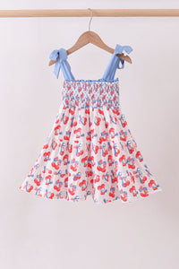 Cherry smocked tiered mom&me dress