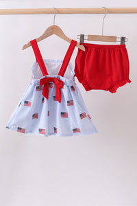 Flag embroidery seersucker bloomer set