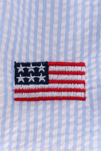 Flag embroidery seersucker ruffle shorts set