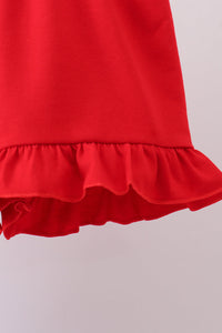 Flag embroidery seersucker ruffle shorts set