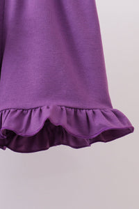 Lavender floral smocked ruffle shorts set