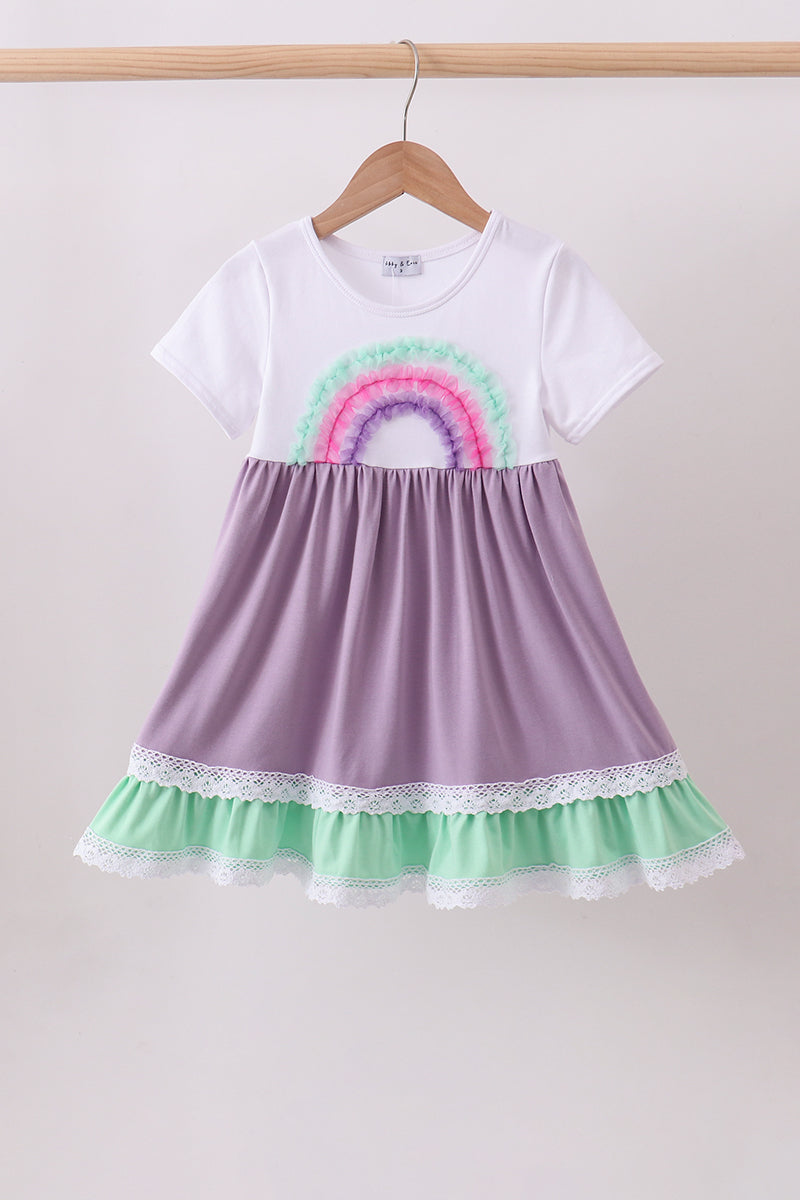 Lace rainbow ruffle dress