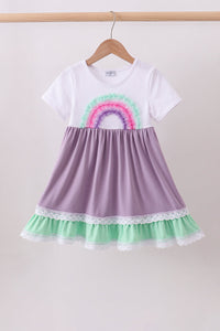 Lace rainbow ruffle dress
